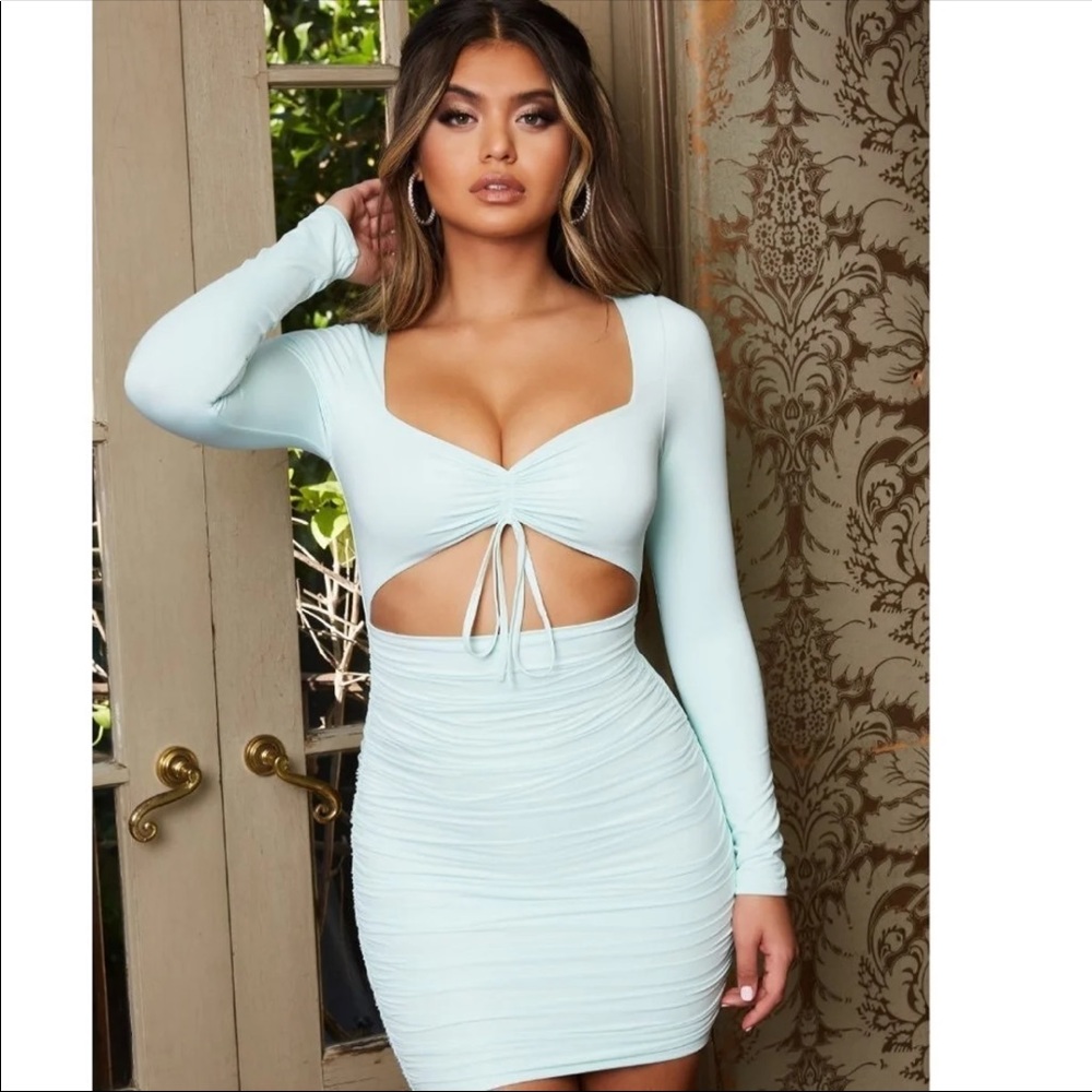 Oh Polly ruched long sleeve dress